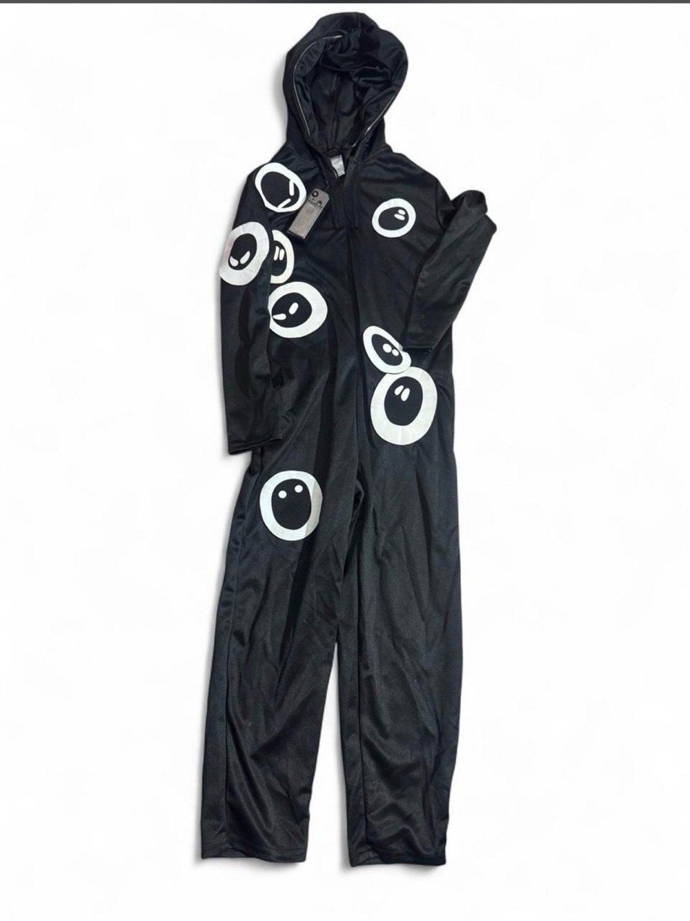 Kids Black Hooded Ghost Eyes One-Piece Costume